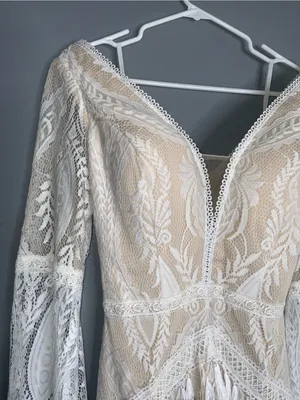 Ayervici Romantic Lace Wedding Gown in White Lace Over Nude - Medium- NWT thumbnail 8