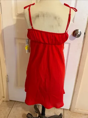 No Boundaries Red Satin Chemise with Tie Straps thumbnail 2