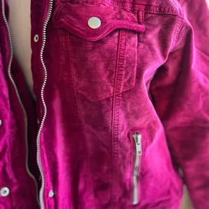 Free People Hot Pink Velvet Trucker Jacket Oversized thumbnail 5
