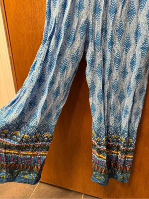 Sacred Threads Wide Leg Sleeveless Jumpsuit Blue Rayon L/XL Large Extra Large thumbnail 7