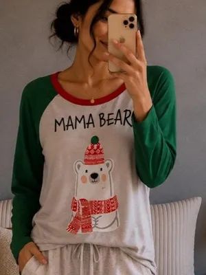 Jammies for Your Families “Mama Bear” Polar Bear Top – L thumbnail 1