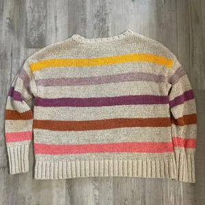 Lou & Grey & LOFT Sweater Womens LARGE Multicolor Chunky Knit Striped Pullover thumbnail 14