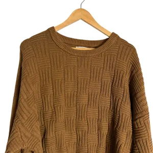 Reformation Winnie Brown Basketweave Organic Cotton Crewneck Sweater Size XL thumbnail 7
