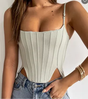 White Fox Living Large Bustier Top in Sage thumbnail 1