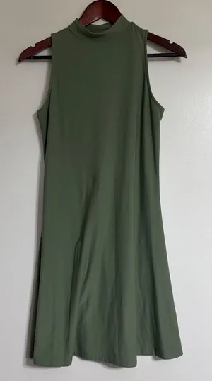 Mudd Womens Olive Green Mock Neck‎ Sleeveless A-Line Stretch Jersey Dress Small thumbnail 1