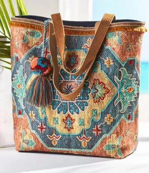 Large A & P Denim Carryall Tote thumbnail 1