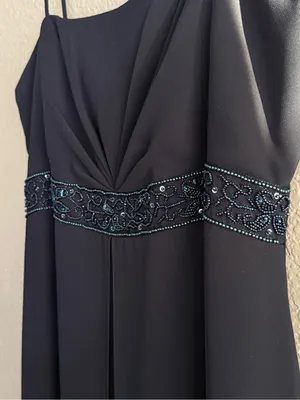 Michaelangelo Navy Beaded Empire Waist Formal Maxi Gown Size 14 thumbnail 4