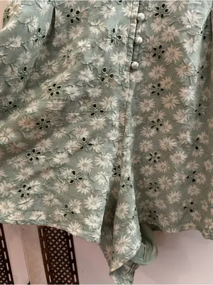 American eagle AE Light green mint Floral Eyelet Romper NWOT size small thumbnail 5