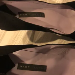 Marc Jacobs Black Satin Open Toe Heels with Rhinestone Bow Size 9 thumbnail 3