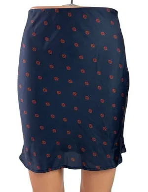 Urban Outfitters Navy Blue High Waisted Flare Pencil Mini Slip Skirt Size XS thumbnail 1