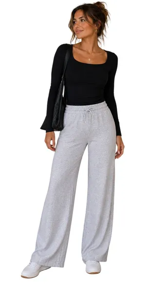 Zara Women’s Small Gray Wide Leg Sweatpants NWT Drawstring thumbnail 1