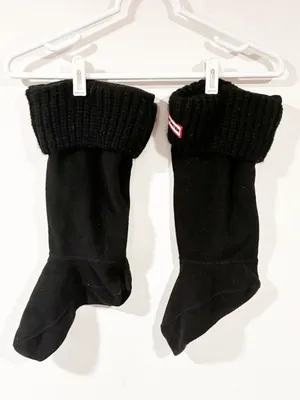Hunter L17511 Cardigan Knit Cuff Welly Unisex Tall Black Socks Size Large thumbnail 3