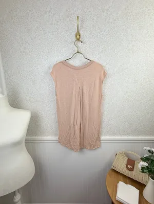 Postmark by Anthropologie Split Neck Pink Stripe Hi-Low Tank - Size - Medium thumbnail 4