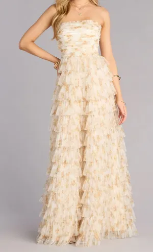 Windsor Milena Floral Mesh Ruffle A-Line Gown Dress thumbnail 1