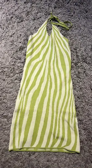 SheIn Lime Green Knit Halter Dress thumbnail 4