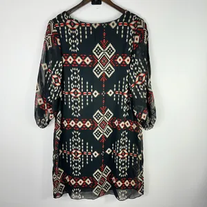 Enfocus Studio Southwestern‎ Shift Dress 8 Blue Tribal Indie Festival Western thumbnail 7