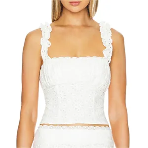 Tularosa Eyelet Crop Top Bohemian Ruffle Cotton Blouse Medium Sold by‎ Revolve thumbnail 1