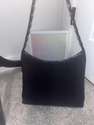 Salvatore Ferragamo Black Canvas Bag Chain Link Shoulder thumbnail 3