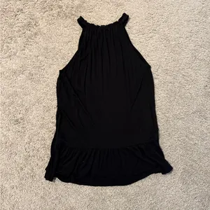 LOFT Black Ruffle Hem Tunic Medium thumbnail 2