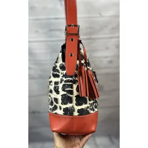 Coach Ocelot Cheetah Shoulder Bag Purse Red Black Cream Tassel Hang Tag thumbnail 6
