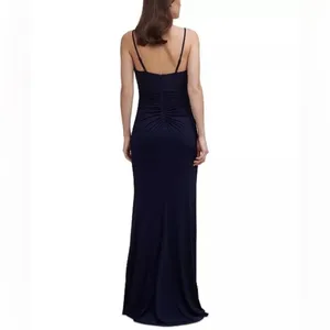Eliza J Navy Cowl Neck Ruched Jersey Slinky Sleeveless‎ Evening Gown Size 6 NWT thumbnail 2