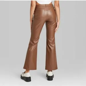 Wild Fable Brown leather flared pants low rise flare size 4 thumbnail 2
