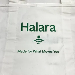 Halara Logo Canvas Tote Bag Womens Size OS White Green Gym Reusable Cotton Large thumbnail 4