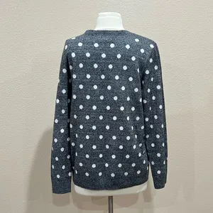 Charter Club Grey Marled Polka-Dot Sweater Size Large thumbnail 4