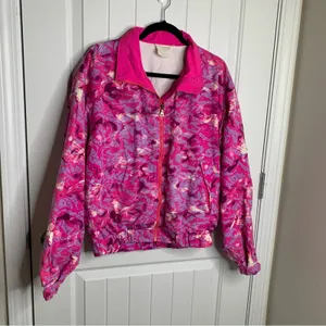 Helly Hansen Vintage 90s pink sea life floral bomber jacket size large‎ women Norway thumbnail 2