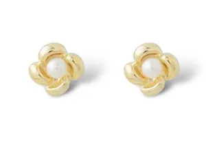 White pearl stud earrings for women thumbnail 1