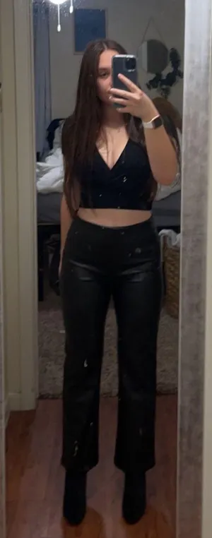 High-Waisted Faux Leather Leggings thumbnail 1