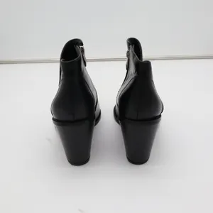 Womens Black Faux Leather Pointed Toe Block Heel Ankle Booties Side Zip Size 10 thumbnail 4