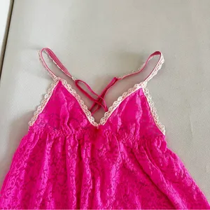 Victoria's Secret Lace Babydoll Size Small Hot Pink Lace Nightie Slip Cami thumbnail 4