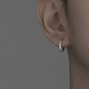 925 Silver Plated Small Hoop Earrings for Men, Unisex Punk Hip Hop Earrings thumbnail 4