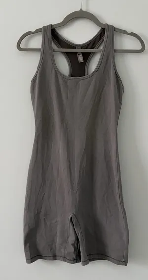 SKIMS Outdoor Mid Thigh Racerback Sleeveless Shorts Bodysuit Grey M thumbnail 1