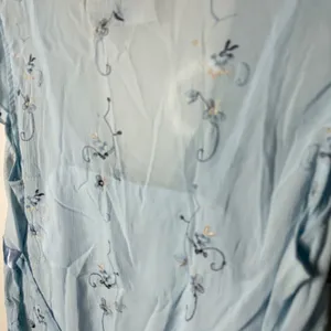 Take Nine Vintage Blouse Womens M Blue Embroidered Satin Trim Fairycore Y2K thumbnail 4