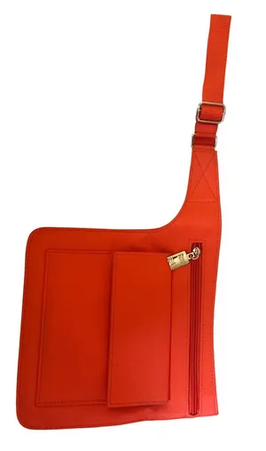 Vibrant Orange Crossbody Organizer with Front Flap and Zip Pocket thumbnail 1
