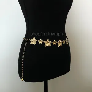 Vintage Y2K Boho Gold Flower Chain Belt, Fits 12.5–36 Inches, X7GA1179 thumbnail 3