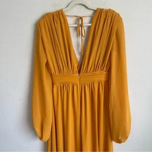 NWT Michael Costello x REVOLVE Kerry Gown in Marigold‎ Long Sleeve thumbnail 6