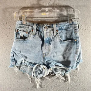 1154 | Levi's 501 High Waisted Distressed Denim Cutoff‎ Shorts Light Wash 26 thumbnail 1