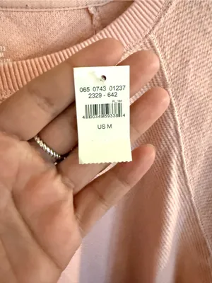 NWT AERIE Womens Top Pink Raglan Diagnal Weave Long Sleeve Pull Over Size Medium thumbnail 9
