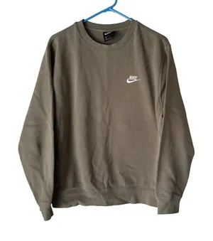 Nike Crewneck Sweatshirt Khaki Green Cotton Blend Small Casual thumbnail 1