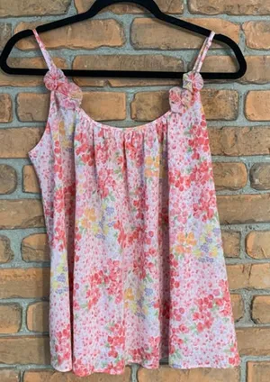 Oscar‎ de la Renta Pink Label Floral Rosette Camisole Top Pink Medium Womens thumbnail 1
