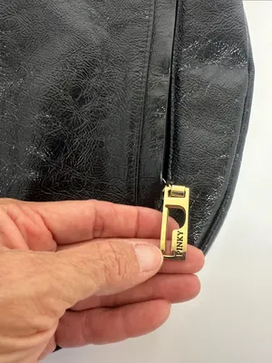 Pinky Black Leather Hobo Bag with Gold Hardware thumbnail 3