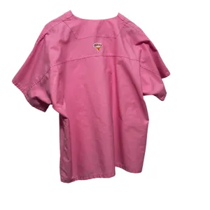 Landau Women Scrub Top XL Pink Texas Longhorns Medical Nurse Dental‎ Uniform thumbnail 2