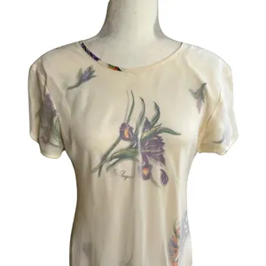 Vintage Ivory Iris Chiffon Sheer Overlay High-Low Floral Midi Dress Size 14 Mica thumbnail 12