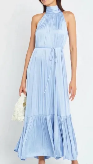 Few Moda Anika Midi Dress size Large L Blue halter tie waist NWT o.p.t thumbnail 1