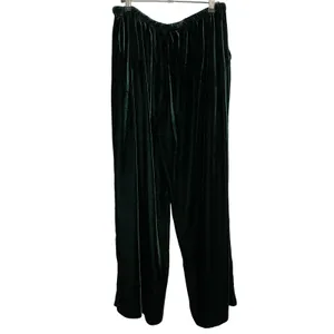 Marine Layer Bella Velvet Pants Slouchy Wide Leg Women Medium Green Drawstring thumbnail 6
