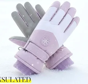 Winter Insulated Touchscreen Windproof Purple Ski Gloves OS Fleece Lined Women's thumbnail 1