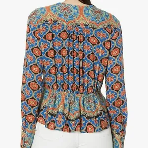 Free People Falling for You Blue‎ Boho Top Size M thumbnail 2